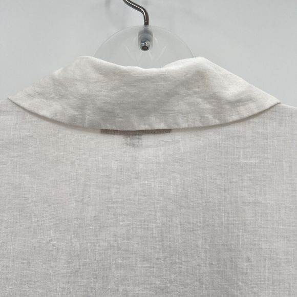 FLAX by Jeanne Engelhart Size 1G 1X White Button Down Shirt Lagenlook Top Linen - Picture 12 of 16